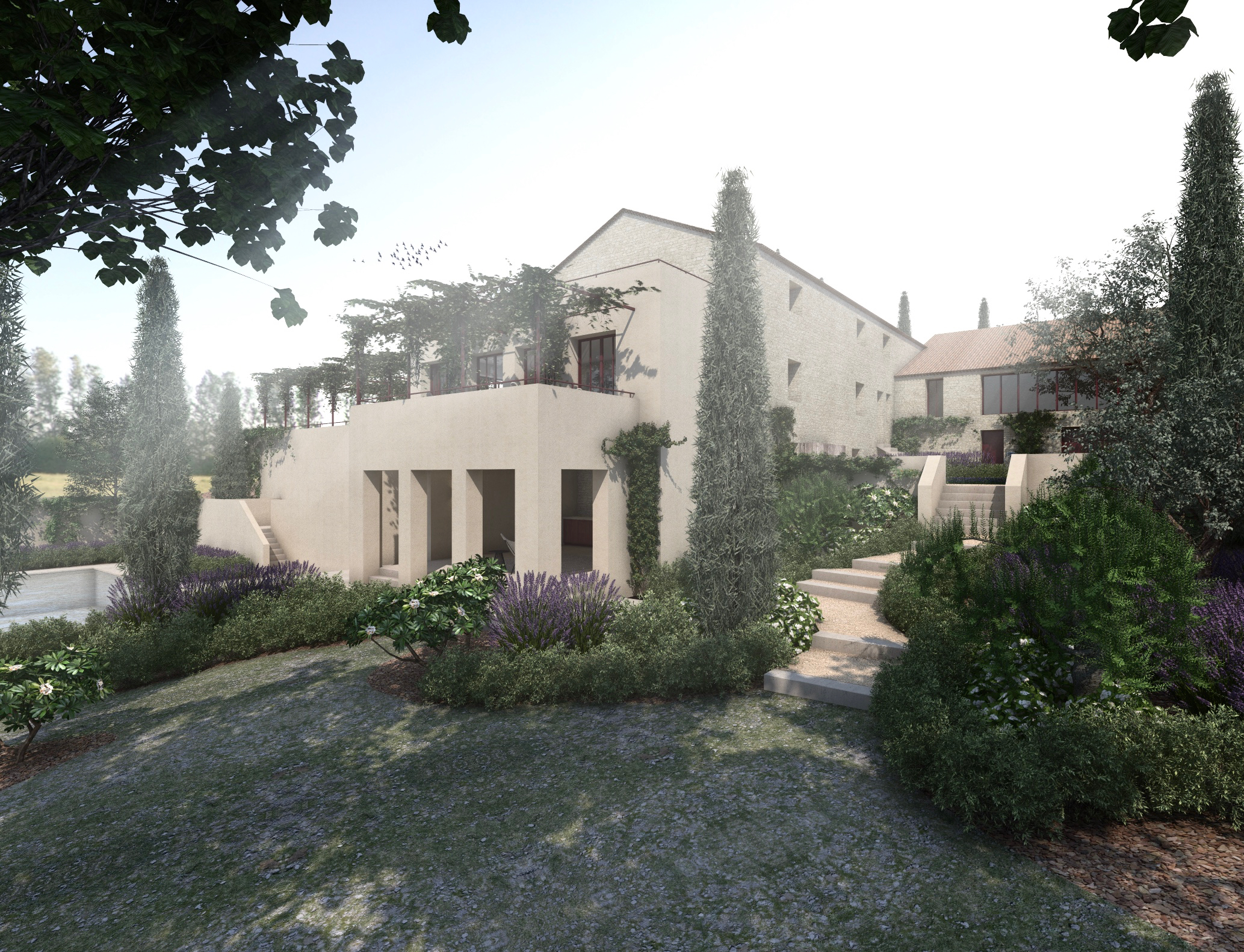 Transformation et extension - villa avec chambres d'hôtes et piscine  Impressie 1